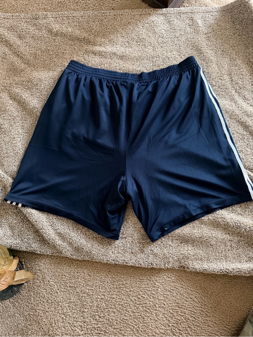 adidas Navy Athletic Shorts with White Side Stripes - Picture 3 of 4